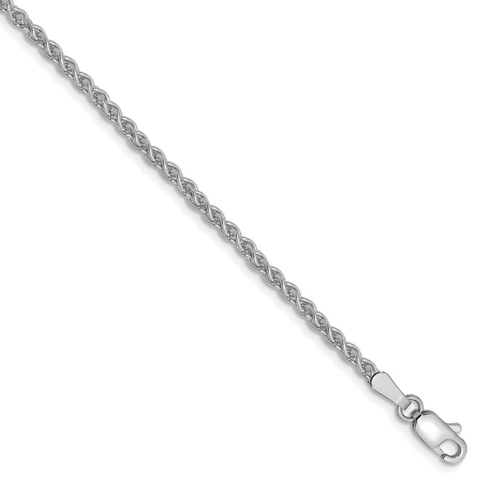 Million Charms 14k White Gold 2mm Solid Polished Spiga Chain, Chain Length: 7 inches