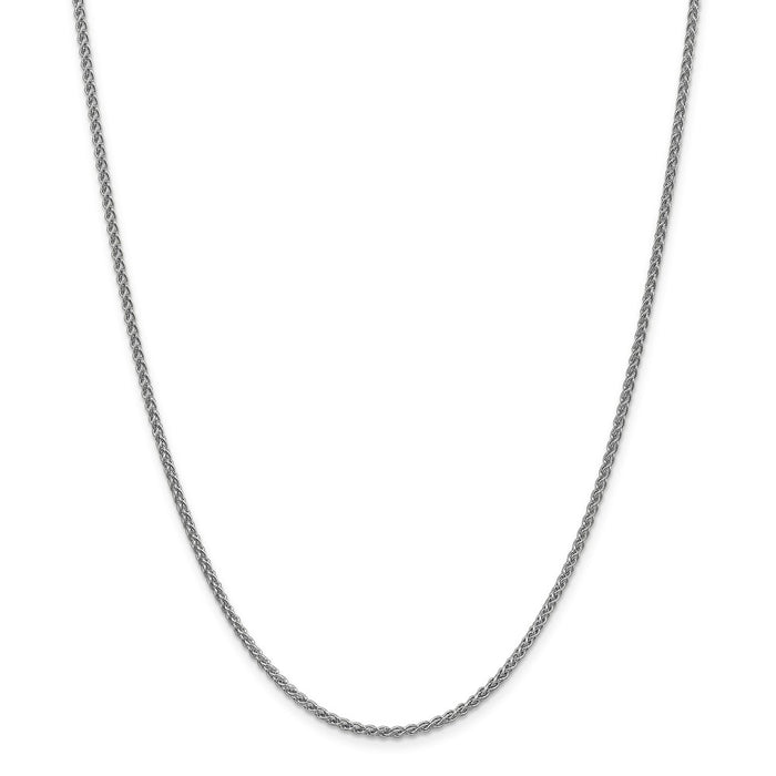 Million Charms 14k White Gold, Necklace Chain, 2mm Solid Polished Spiga Chain, Chain Length: 18 inches