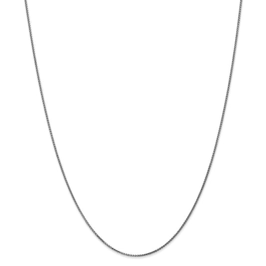Million Charms 14k White Gold, Necklace Chain, 1mm Solid Diamond-Cut Spiga Chain, Chain Length: 16 inches
