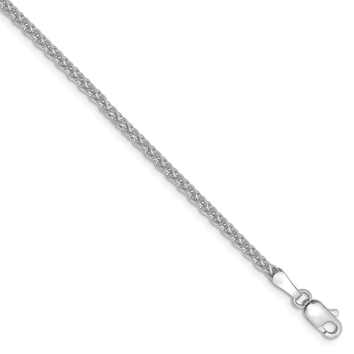 Million Charms 14k White Gold 1.8mm Solid Diamond-Cut Spiga Chain, Chain Length: 7 inches