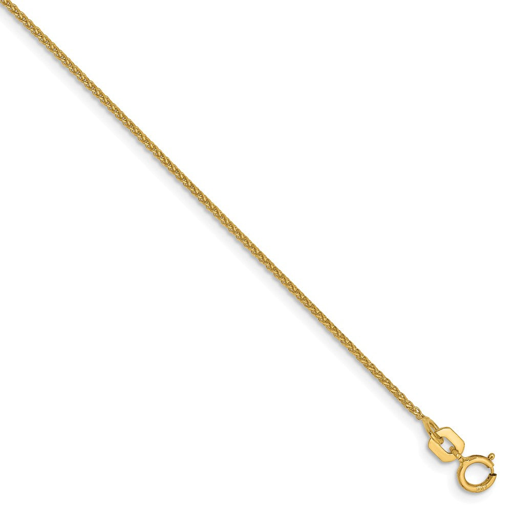Million Charms 14k Yellow Gold 1mm Solid Diamond-Cut Spiga Chain, Chain Length: 7 inches