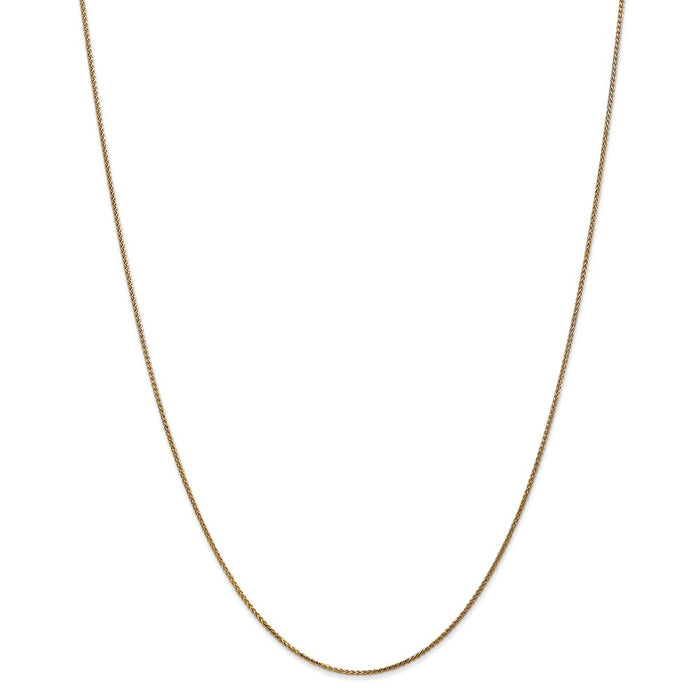 Million Charms 14k Yellow Gold, Necklace Chain, 1mm Solid Diamond-Cut Spiga Chain Spring Ring, Chain Length: 20 inches