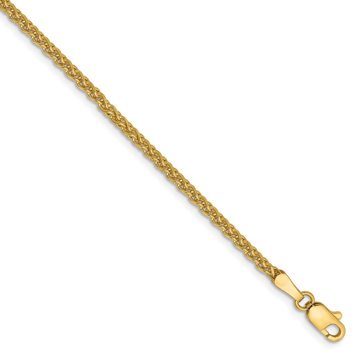 Million Charms 14k Yellow Gold 1.8mm Solid Diamond-Cut Spiga Chain, Chain Length: 7 inches