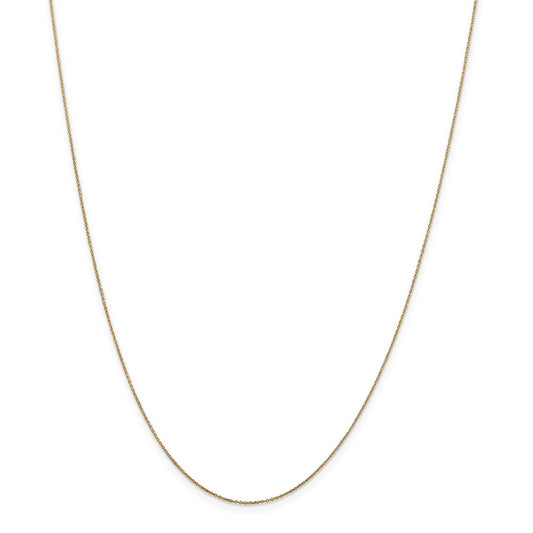 Million Charms 14k Yellow Gold, Necklace Chain, .6mm Solid Diamond-Cut Cable Chain, Chain Length: 24 inches
