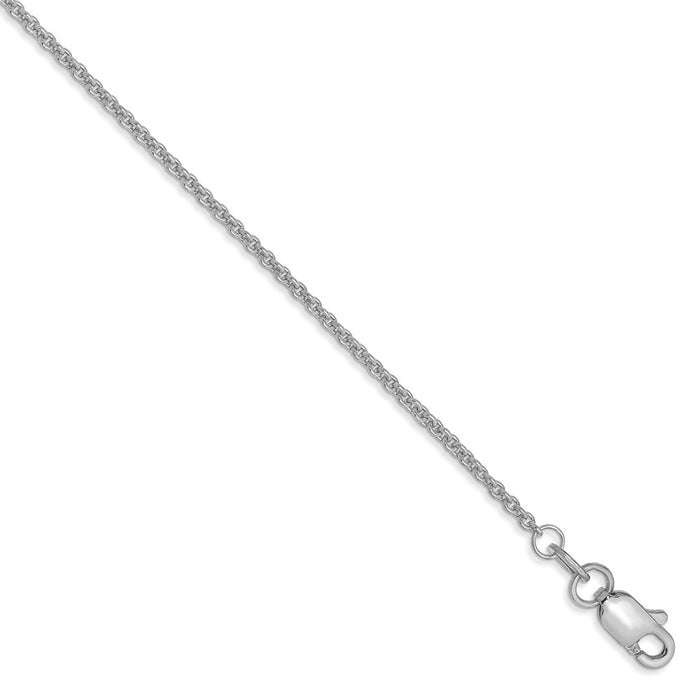 Million Charms 14k White Gold 1.5mm Solid Polished Cable Chain, Chain Length: 9 inches