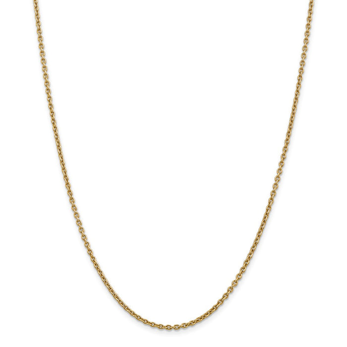 Million Charms 14k Yellow Gold, Necklace Chain, 2.2mm Solid Polished Cable Chain, Chain Length: 22 inches