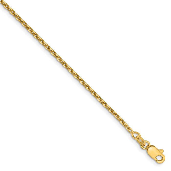 Million Charms 14k Yellow Gold 1.65mm Solid Diamond-Cut Cable Chain, Chain Length: 9 inches