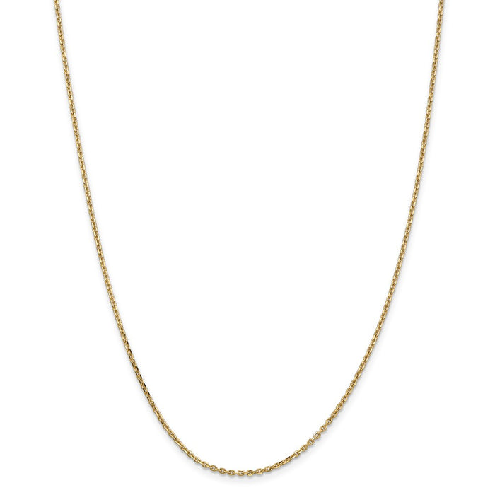 Million Charms 14k Yellow Gold, Necklace Chain, 1.65mm Solid Diamond-Cut Cable Chain, Chain Length: 30 inches