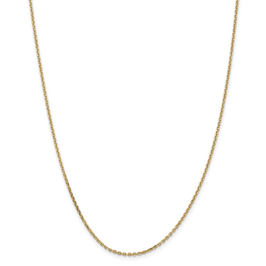 Million Charms 14k Yellow Gold, Necklace Chain, 1.65mm Solid Diamond-Cut Cable Chain, Chain Length: 22 inches