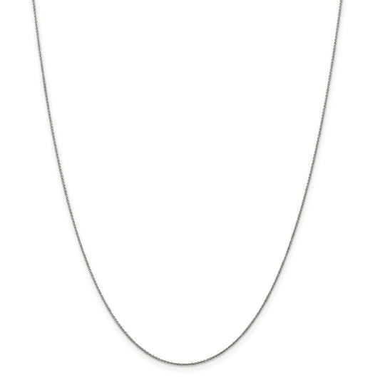 Million Charms 14k White Gold, Necklace Chain, .75mm Solid Polished Cable Chain, Chain Length: 16 inches