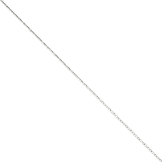 Million Charms 14k White Gold 1.45mm Solid Diamond-Cut Cable Chain, Chain Length: 9 inches