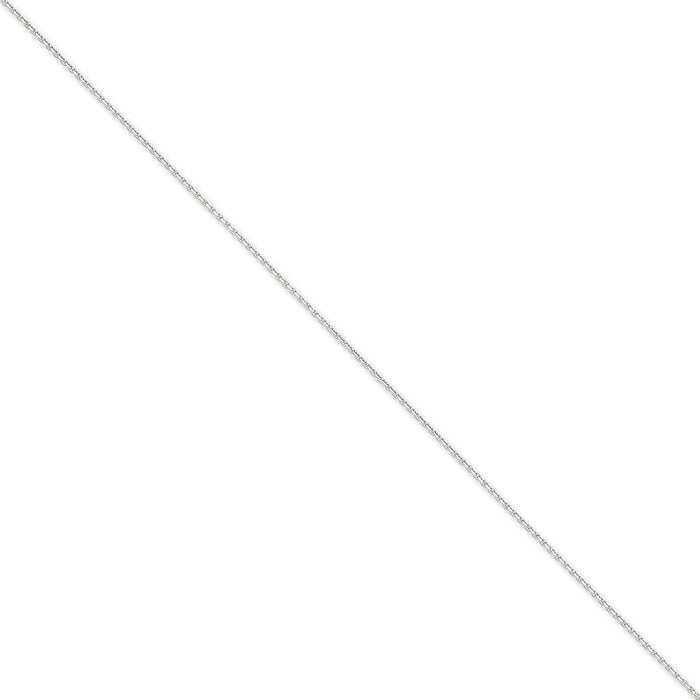 Million Charms 14k White Gold 1.45mm Solid Diamond-Cut Cable Chain, Chain Length: 9 inches