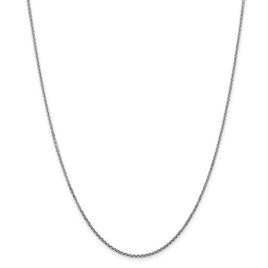 Million Charms 14k White Gold, Necklace Chain, 1.45mm Solid Diamond-Cut Cable Chain, Chain Length: 24 inches