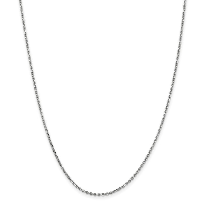 Million Charms 14k White Gold, Necklace Chain, 1.65mm Solid Diamond-Cut Cable Chain, Chain Length: 18 inches