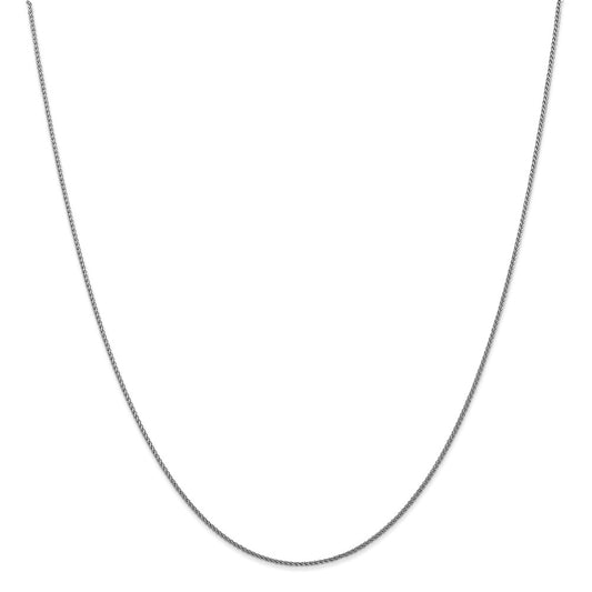 Million Charms 14k White Gold, Necklace Chain, 1.0mm Spiga Diamond-Cut Pendant Chain, Chain Length: 22 inches