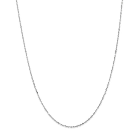 Million Charms 14k White Gold, Necklace Chain, 1.1mm Singapore Chain, Chain Length: 14 inches