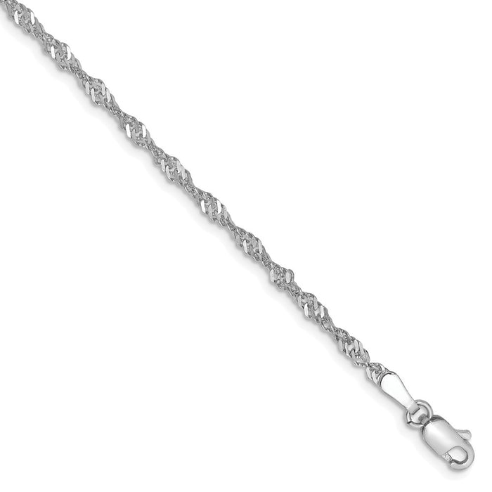 Million Charms 14k White Gold 2.0mm Singapore Chain, Chain Length: 7 inches