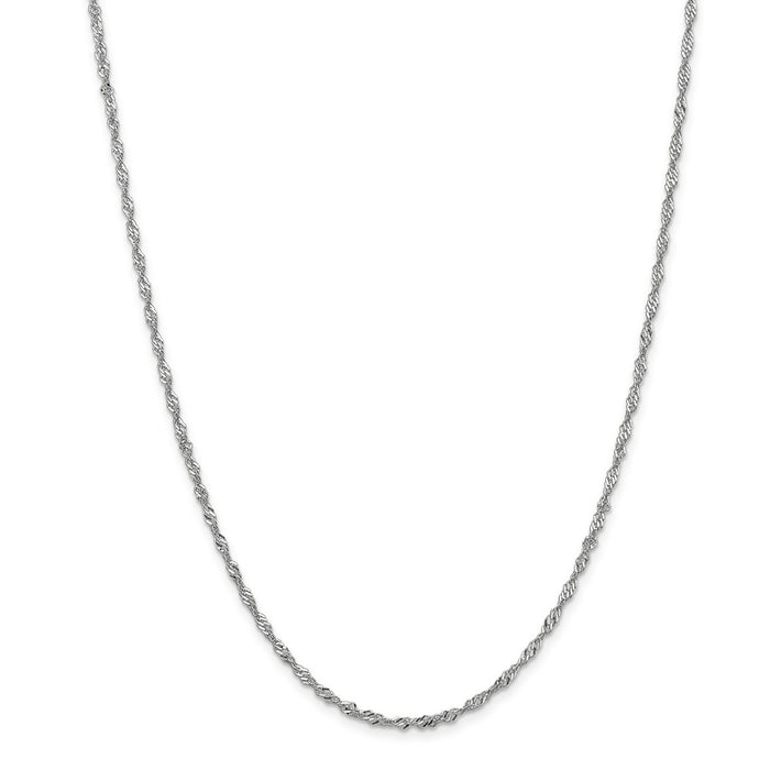 Million Charms 14k White Gold, Necklace Chain, 2.0mm Singapore Chain, Chain Length: 16 inches