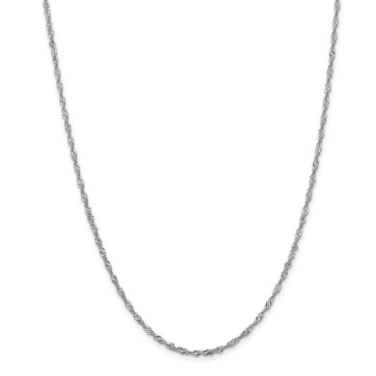 Million Charms 14k White Gold, Necklace Chain, 2.0mm Singapore Chain, Chain Length: 24 inches