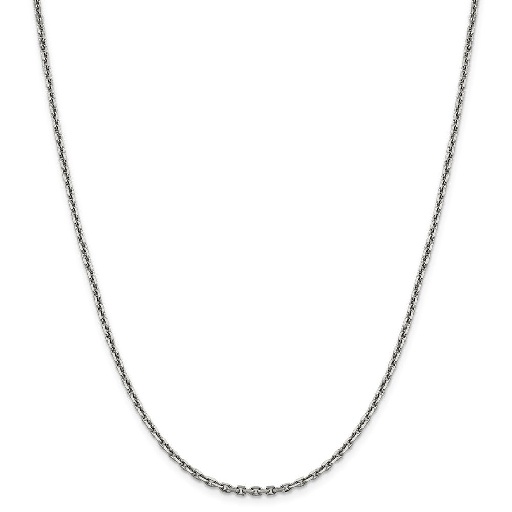 Million Charms 14k White Gold, Necklace Chain, 2.5mm Diamond-Cut Cable Chain, Chain Length: 16 inches