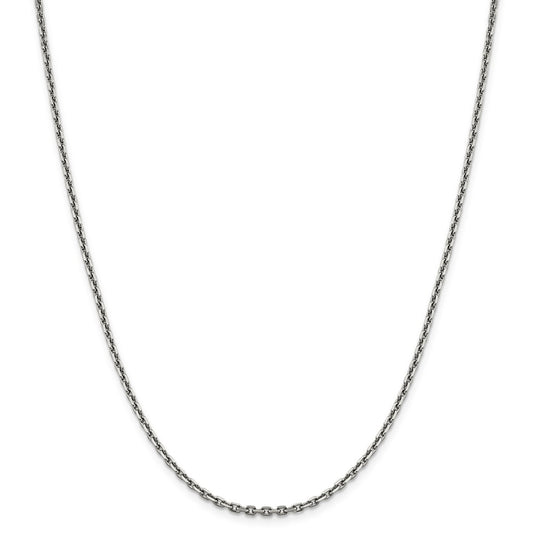 Million Charms 14k White Gold, Necklace Chain, 2.5mm Diamond-Cut Cable Chain, Chain Length: 16 inches