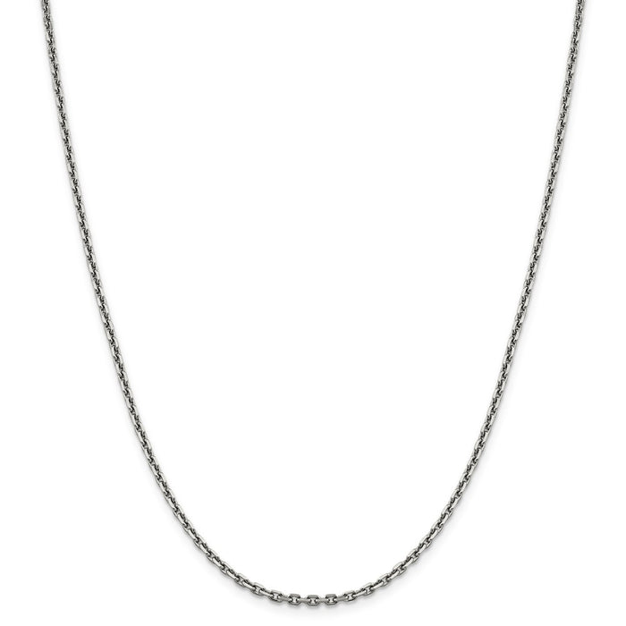 Million Charms 14k White Gold, Necklace Chain, 2.5mm Diamond-Cut Cable Chain, Chain Length: 16 inches