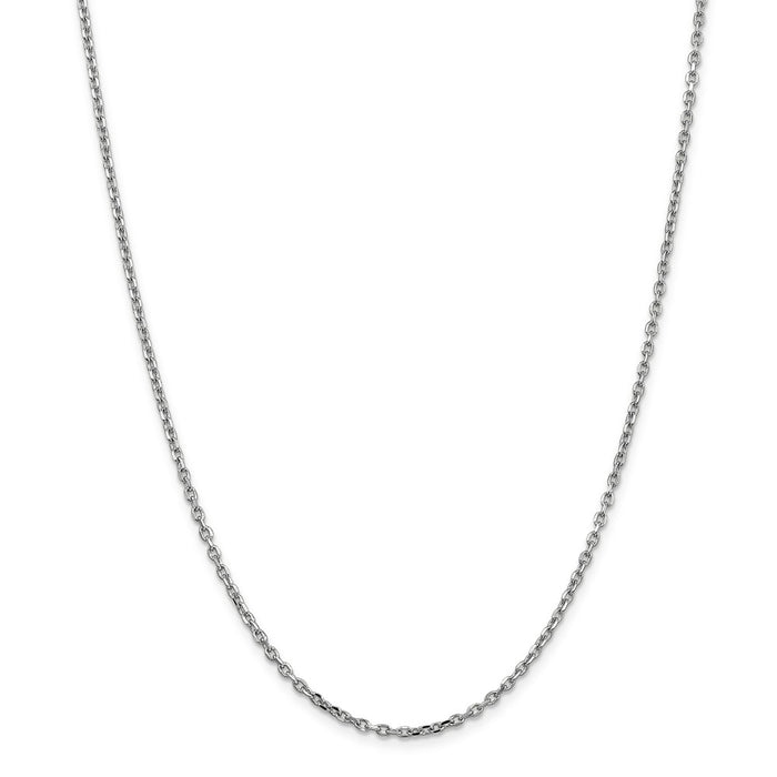 Million Charms 14k White Gold, Necklace Chain, 2.2mm Diamond-Cut Cable Chain, Chain Length: 16 inches