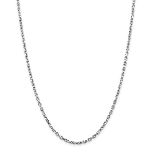 Million Charms 14k White Gold, Necklace Chain, 3mm Diamond-Cut Cable Chain, Chain Length: 16 inches