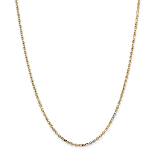 Million Charms 14k Yellow Gold, Necklace Chain, 2.2mm Diamond-Cut Cable Chain, Chain Length: 16 inches