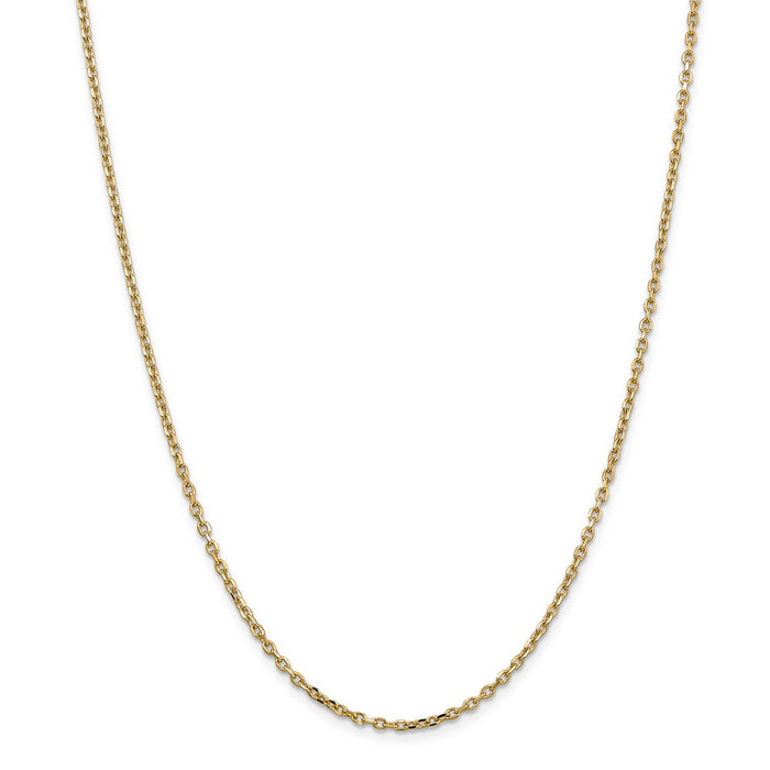 Million Charms 14k Yellow Gold, Necklace Chain, 2.2mm Diamond-Cut Cable Chain, Chain Length: 16 inches