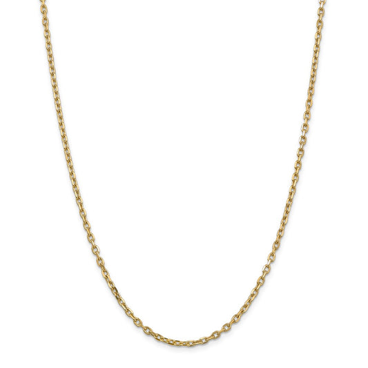 Million Charms 14k Yellow Gold, Necklace Chain, 3mm Diamond-Cut Cable Chain, Chain Length: 16 inches