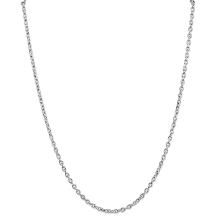 Million Charms 14k White Gold, Necklace Chain, 3.2mm Cable Chain, Chain Length: 16 inches