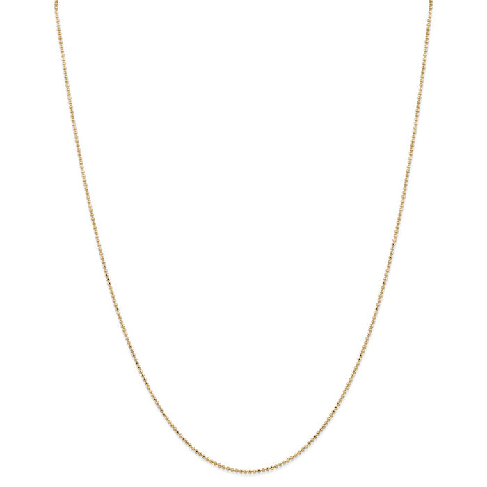 Million Charms 14k Yellow Gold, Necklace Chain, 1.2mm Diamond-Cut Baby Ball Chain, Chain Length: 18 inches