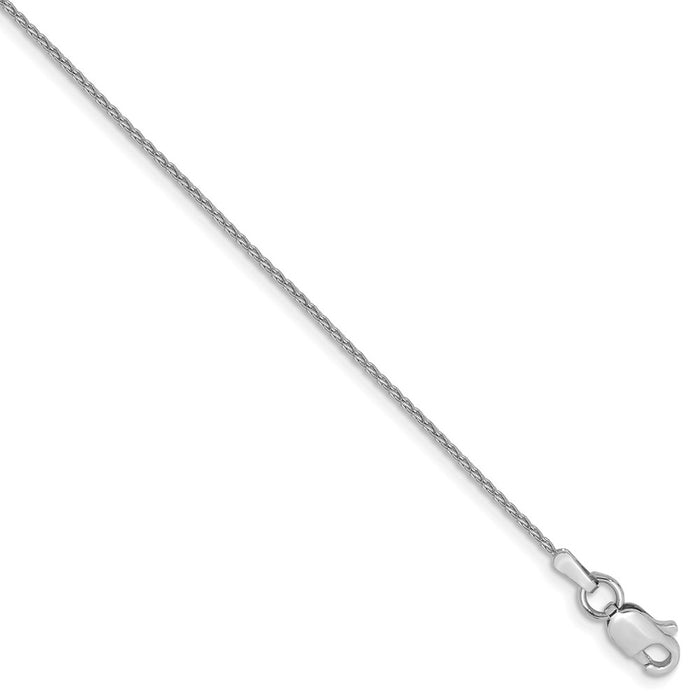 Million Charms 14k White Gold 1mm Parisian Wheat Chain, Chain Length: 7 inches