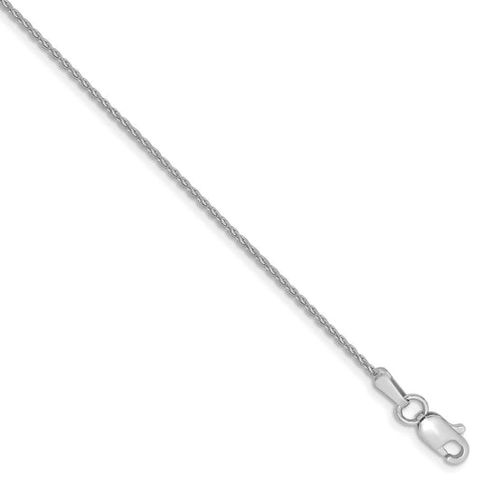 Million Charms 14k White Gold 1.2mm Parisian Wheat Chain, Chain Length: 10 inches
