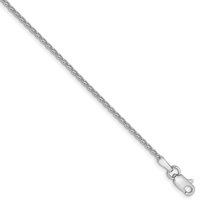 Million Charms 14k White Gold 1.5mm Parisian Wheat Chain, Chain Length: 7 inches