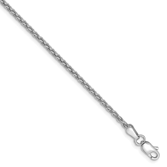 Million Charms 14k White Gold 1.75mm Parisian Wheat Chain, Chain Length: 8 inches