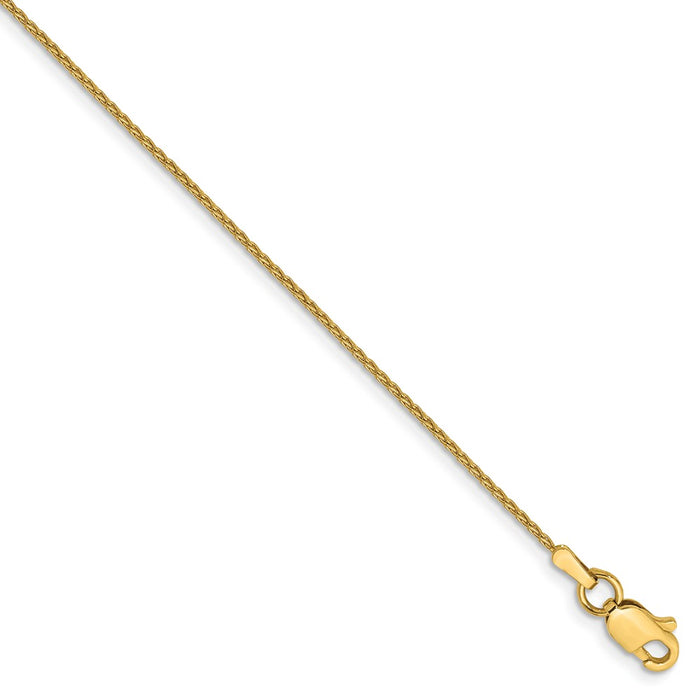 Million Charms 14k Yellow Gold .75mm Parisian Wheat Chain, Chain Length: 9 inches