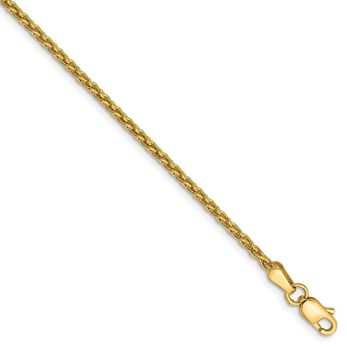 Million Charms 14k Yellow Gold 1.75mm Parisian Wheat Chain, Chain Length: 7 inches