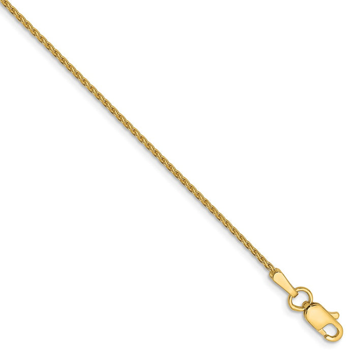 Million Charms 14k Yellow Gold 1.0mm Diamond-Cut Wheat Chain, Chain Length: 9 inches