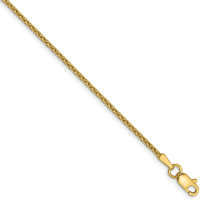 Million Charms 14k Yellow Gold 1.5mm Diamond-Cut Wheat Chain, Chain Length: 9 inches