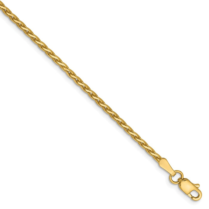 Million Charms 14k Yellow Gold 1.9mm Round Diamond-Cut Wheat Chain, Chain Length: 8 inches