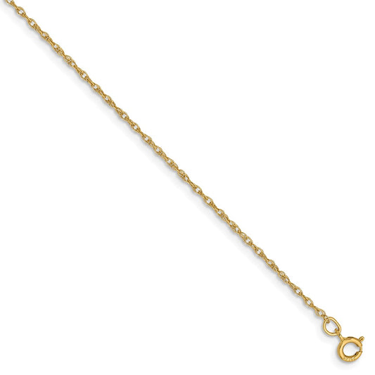 Million Charms 14k Yellow Gold .8mm Light-Baby Rope Chain, Chain Length: 7 inches