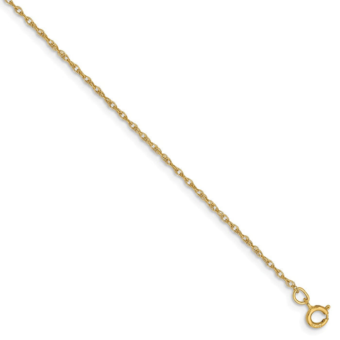 Million Charms 14k Yellow Gold .8mm Light-Baby Rope Chain, Chain Length: 7 inches