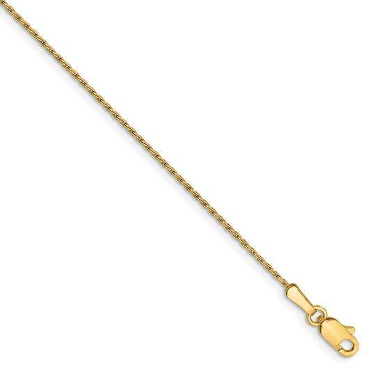Million Charms 14k Yellow Gold 1.00mm Parisian Wheat Chain, Chain Length: 7 inches