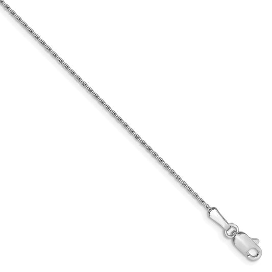 Million Charms 14K White Gold 1.00mm Parisian Wheat Chain, Chain Length: 7 inches