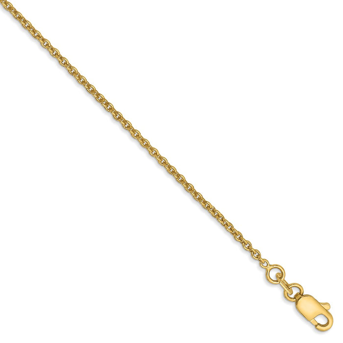 Million Charms 14k Yellow Gold 1.4mm Solid Polished Cable Chain, Chain Length: 9 inches