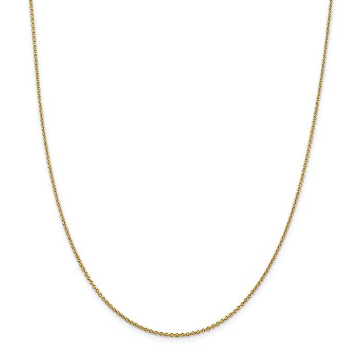 Million Charms 14k Yellow Gold, Necklace Chain, 1.4mm Solid Polished Cable Chain, Chain Length: 20 inches