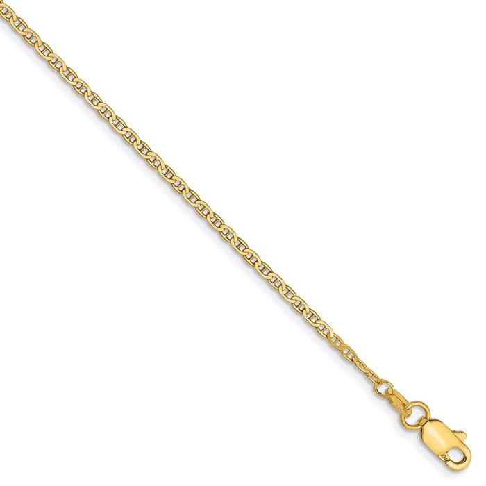 Million Charms 14k Yellow Gold 1.5mm Anchor Link Chain, Chain Length: 9 inches