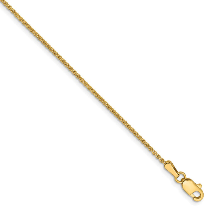 Million Charms 14k Yellow Gold 1.2mm Diamond-Cut Spiga Chain, Chain Length: 9 inches